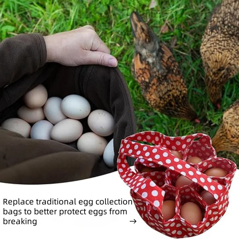 product efficient handheld fabric farmhouse egg gathering pouch 9 bags egg purse collecting basket for fresh chicken goose duck eggs-2