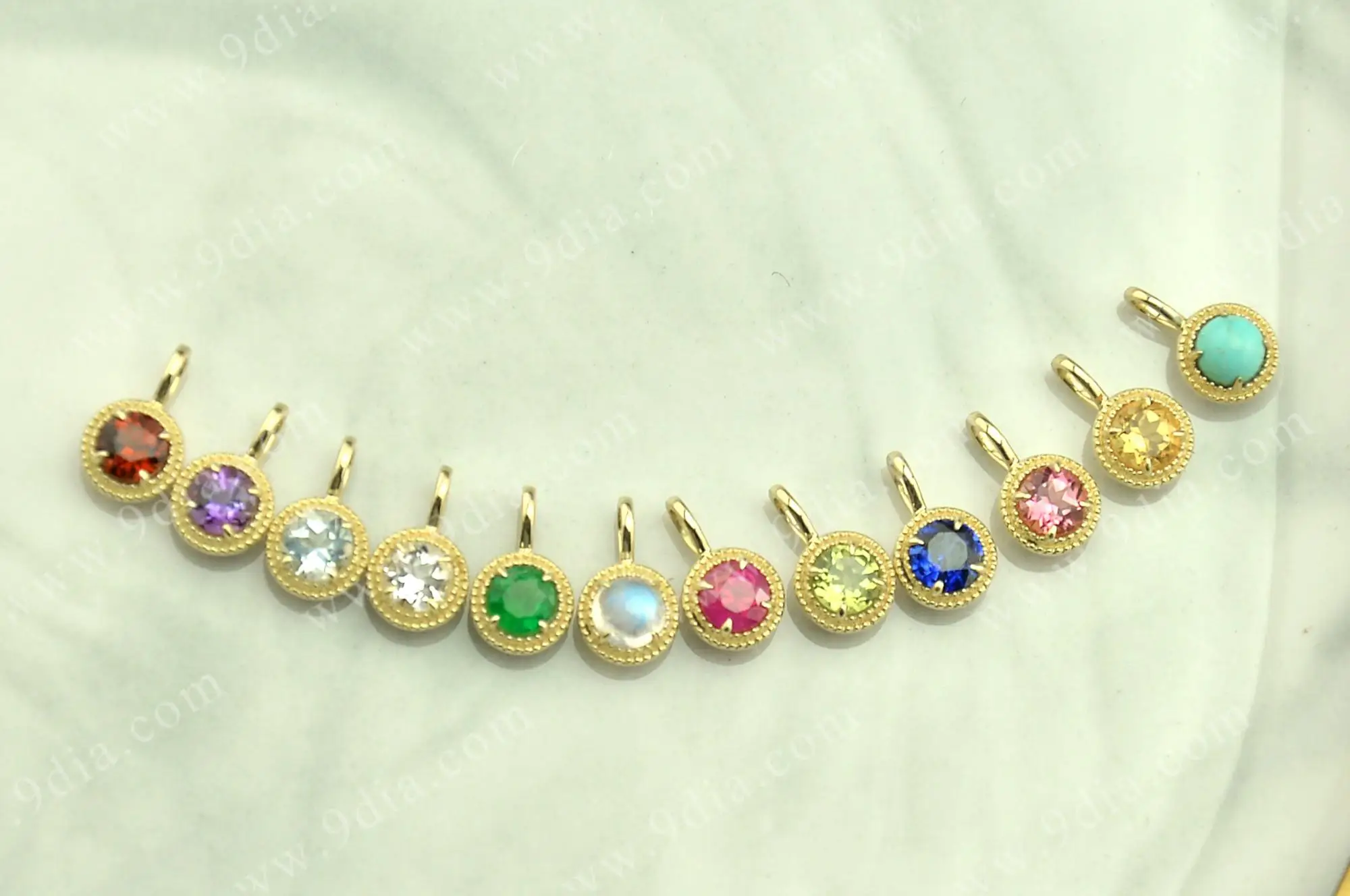 Gold Jewelry Custom Gold Birthstone Gemstone Pendants Charm Necklace