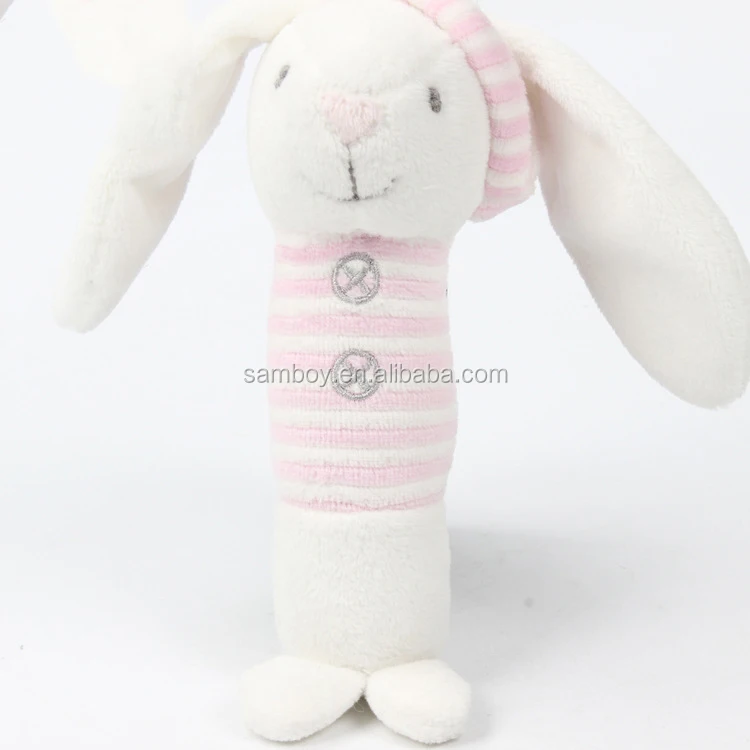 Plush Pink Bunny Rattle Toy Infant Baby Education Rattle For Baby Gift