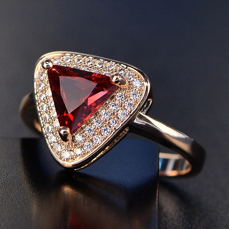 product-BEYALY-Silver Jewelry Cz Gemstone Natural Red Ruby Rings With Triangle Design-img