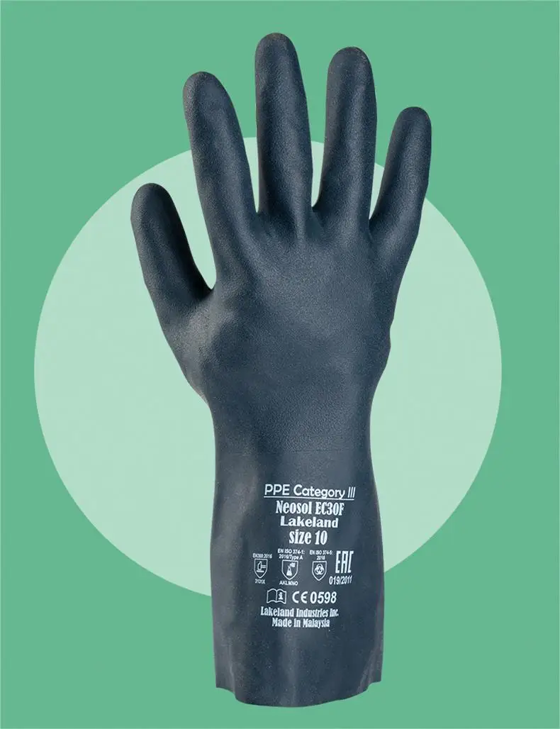 Lakeland Ec30f Acidalkali Solventresistant Nitrile Rubber Gloves Oil