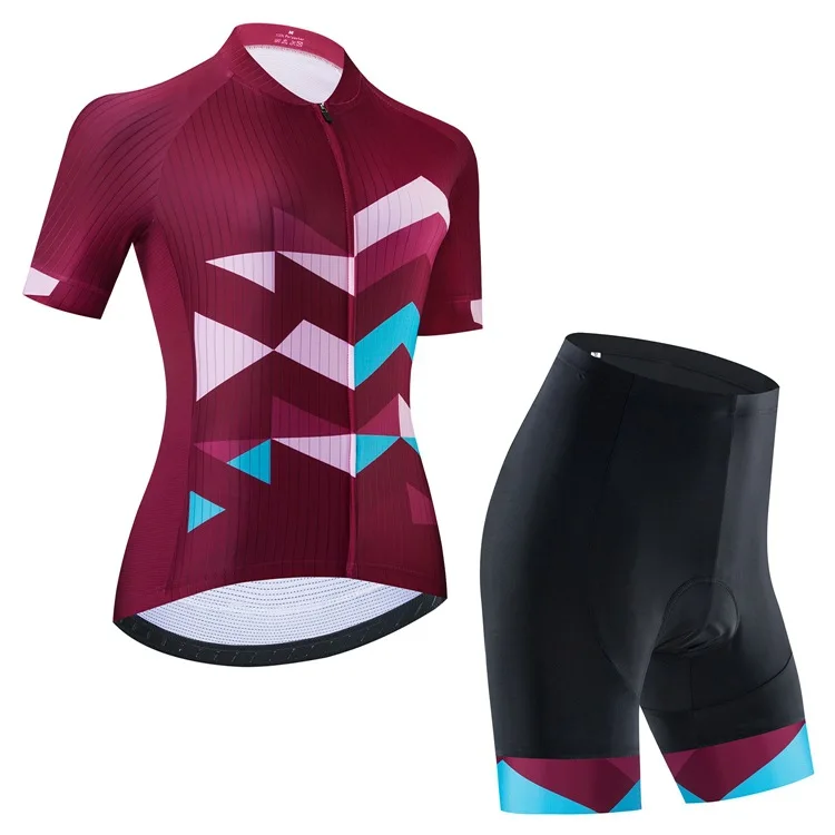 Teleyi Women's Cycling Clothing Kit Sportswear Pink Bike Jersey Bib shorts Set 
