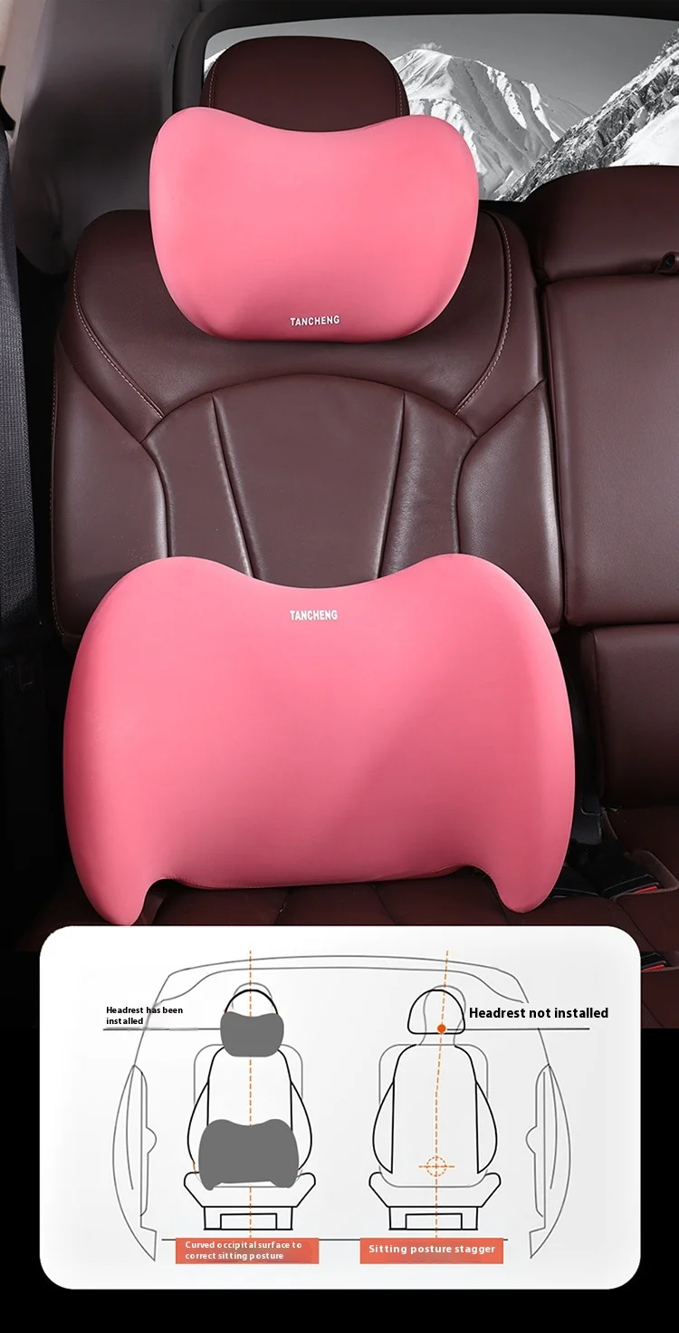 Car Headrest Neck Pillow Summer Driving Airline Grade Neck Cushion Leather Material for Car and Aviations Seat manufacture