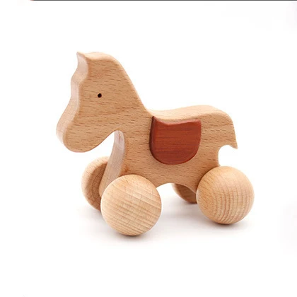 亚马逊热销儿童木制手工玩具车狗形状