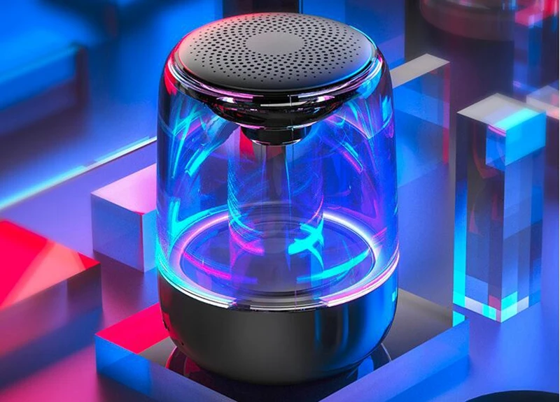 免费样品新设计户外水晶玻璃便携式迷你时尚低音音响无线音箱