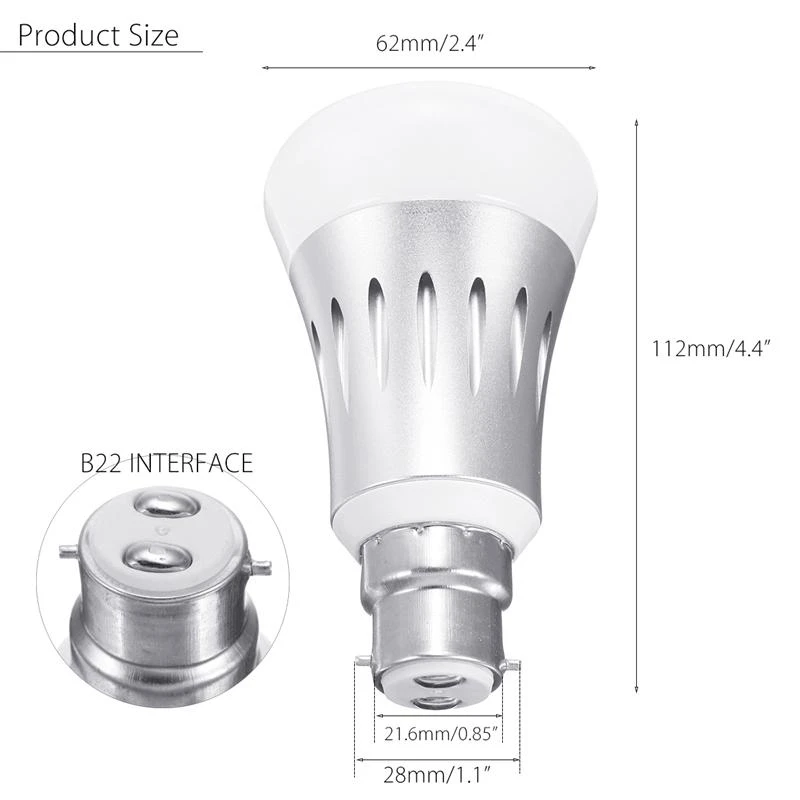 B22 Dimmable RGBW LED Bulb Light 7W WIFI Timing APP Controlled LED Smart Lamp Bulb Work With Alexa AC85-265V