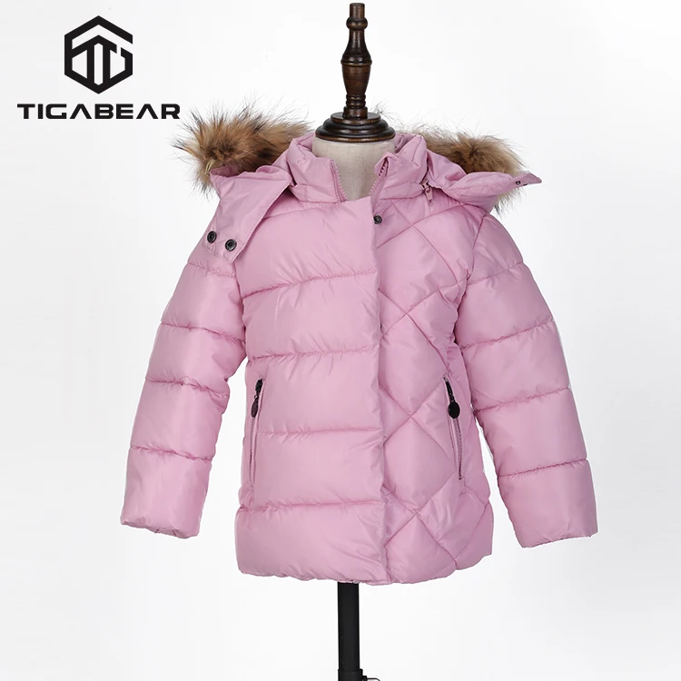 winter jacket with pink fur hood