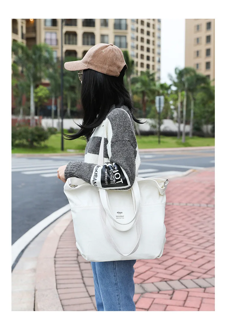 Korean style women's canvas casual handbag large capacity durable