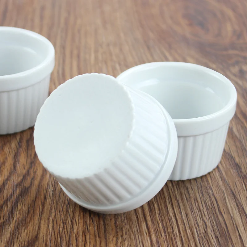 Dessert Ramekins White Ceramic Creme Brulee Ramekin Baking Pudding Cup