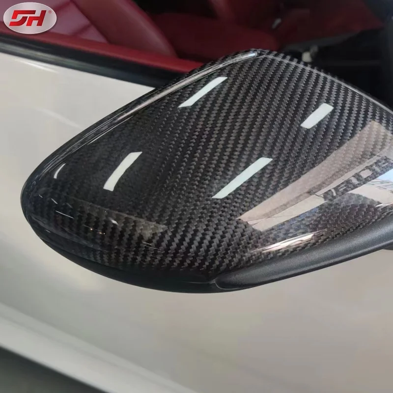 replaceable dry carbon fiber material mirror case side mirror cover for 992.1 2019- Carrera taycan 9J1.1 2020-up