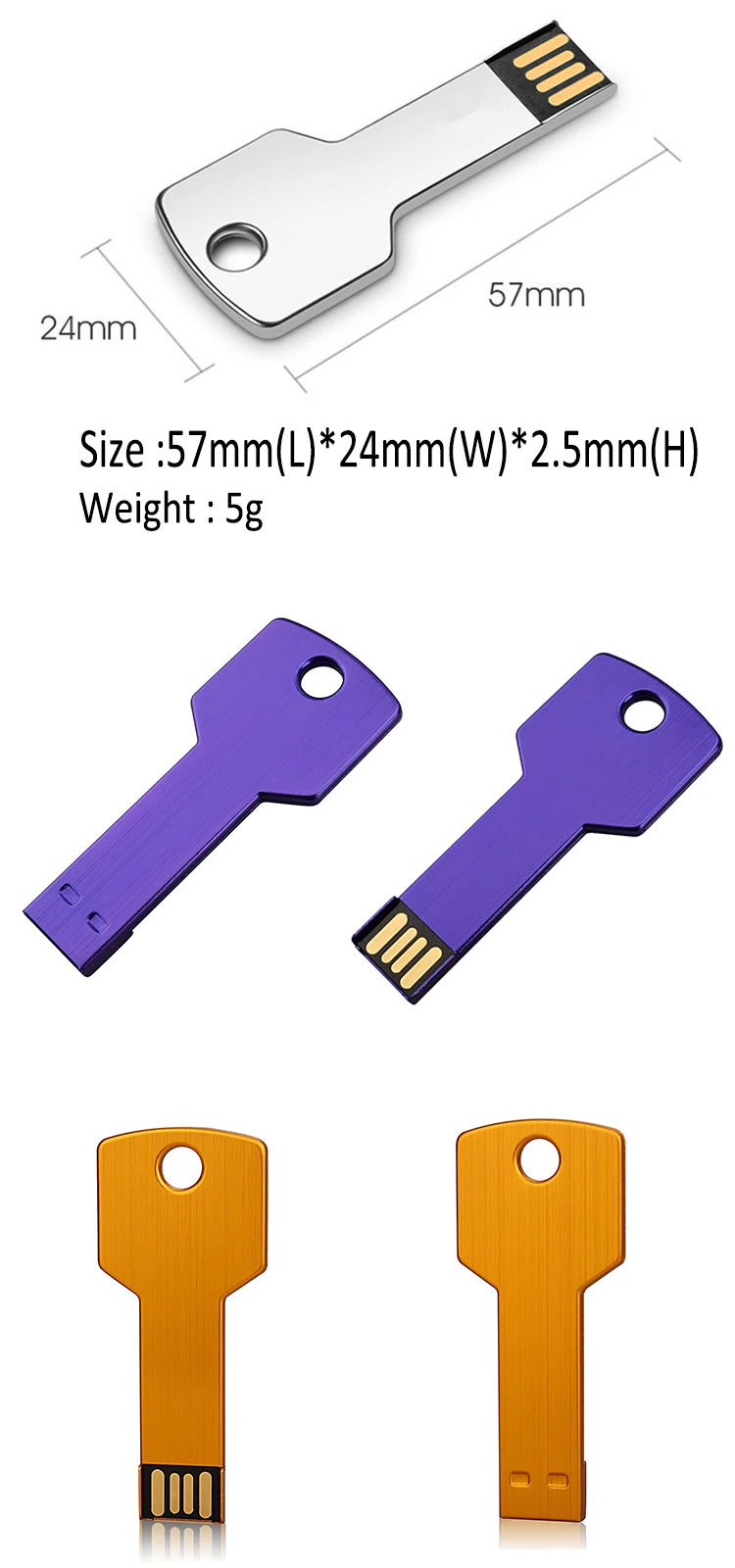 Business Gift Customized Logo Colorful Key Shape 4GB USB 2.0 Flash Drive with Key Chain - ANKUX.COM