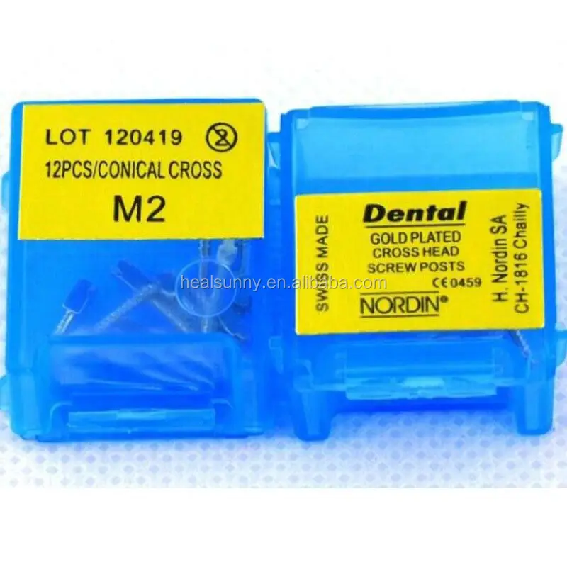Hi&Hi Dental M1 24K Gold-Plated Screw Posts For Root Canal (50-Pack), Made In France
