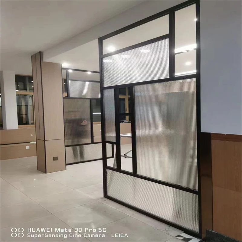 product 40mm aluminum frame integrated single glass office partition wall-4