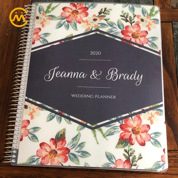 A5 Hard Cover Spiral Custom Printing Rose Day Week Wedding Agenda 