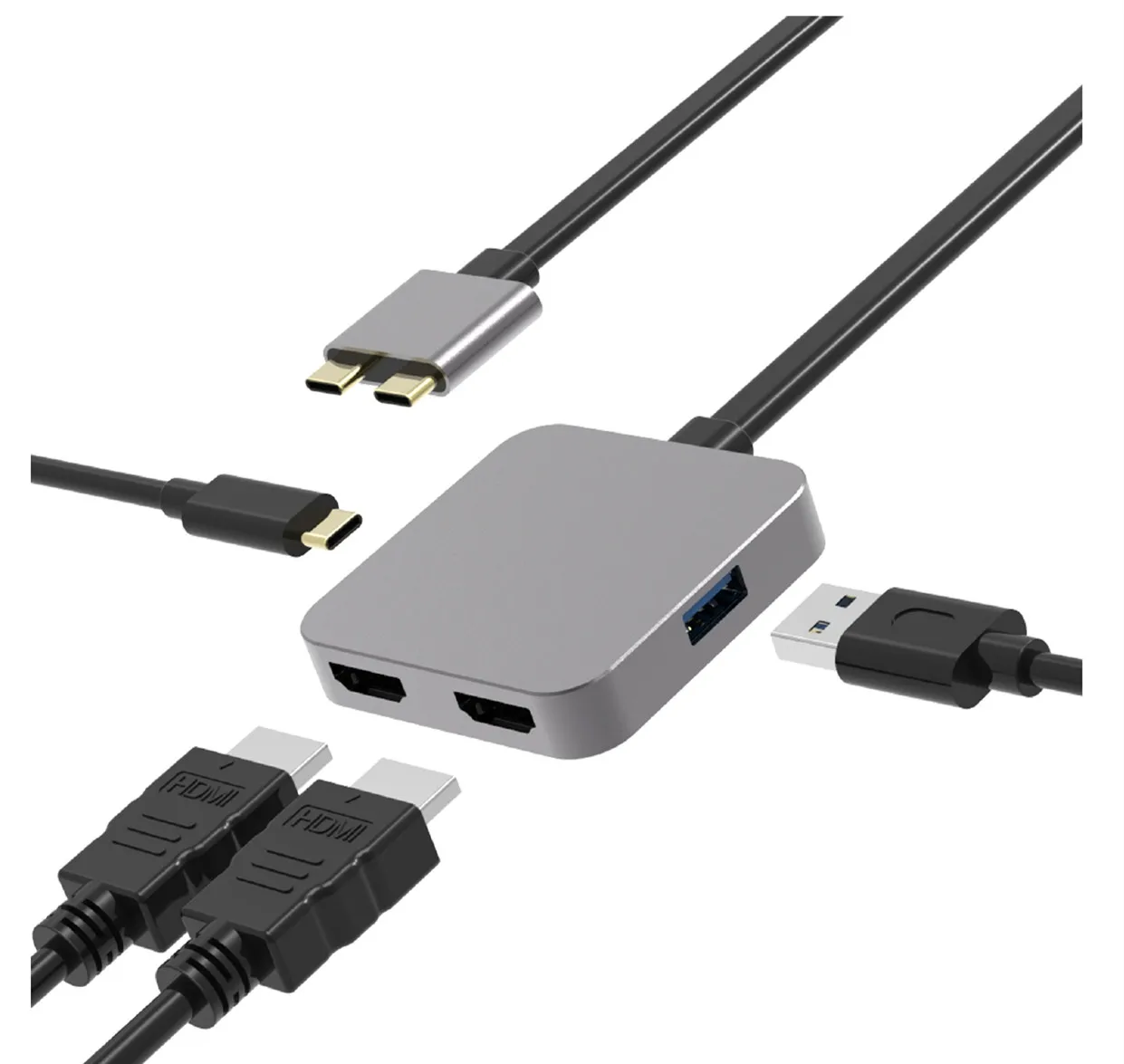 Dual Usb C Port Hub Thunderbolt 3 Usb-c 