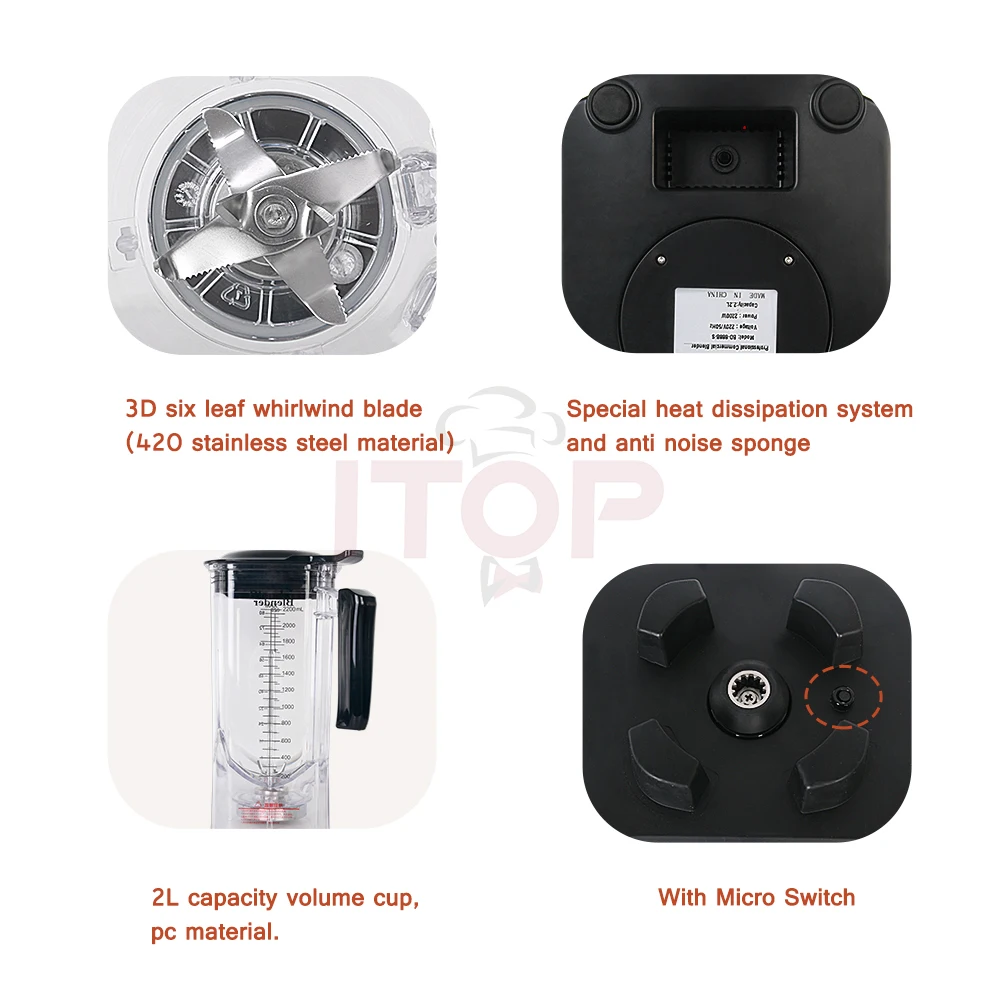 Commercial Blender Heavy Duty Blender for Smoothies with Sound Cover