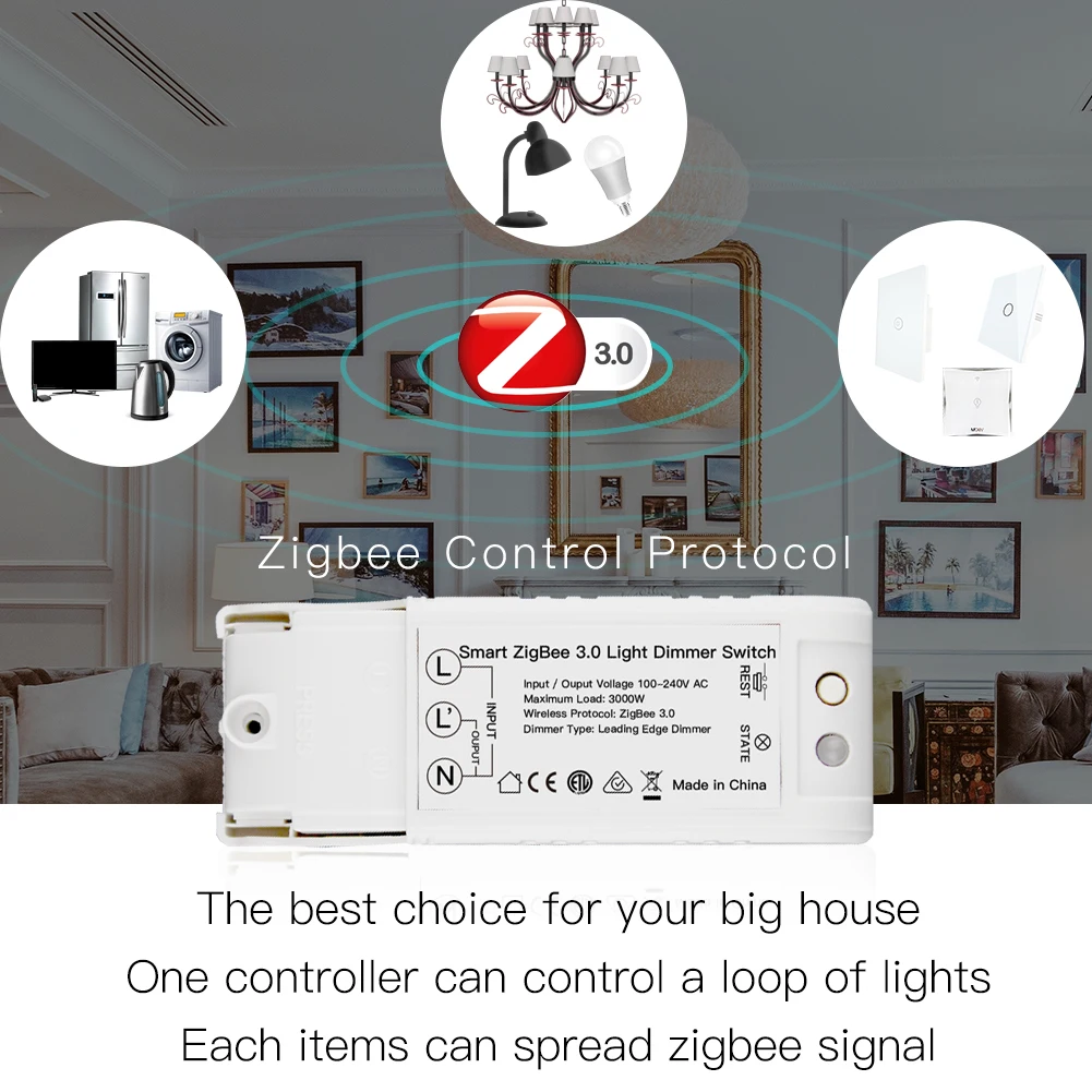 DIY Smart Dimmer Switch Zigbee 3.0 Home AutomationRemote Control Work with Echo Plus Alexa SmartThings Fit for Most Zigbee Hub - ANKUX.COM
