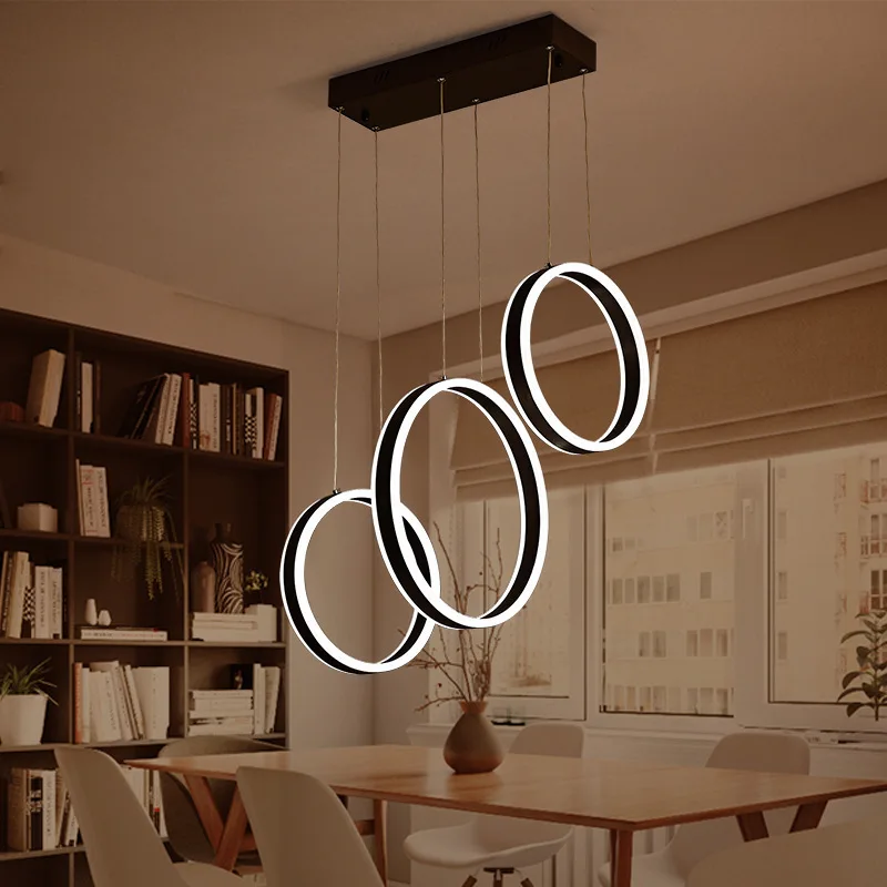 Dining Chandelier Modern Simple Creative Household Circle Ring Living Room Dining Room Nordic LED Restaurant Lamps