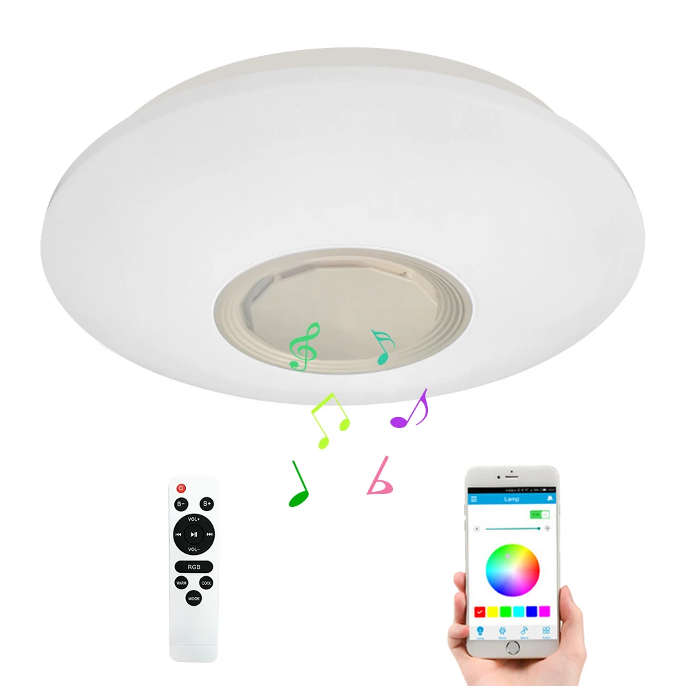 Warm White Room Decorating Light Surface Mounted Speaker Bluetooth Ceiling Lamps