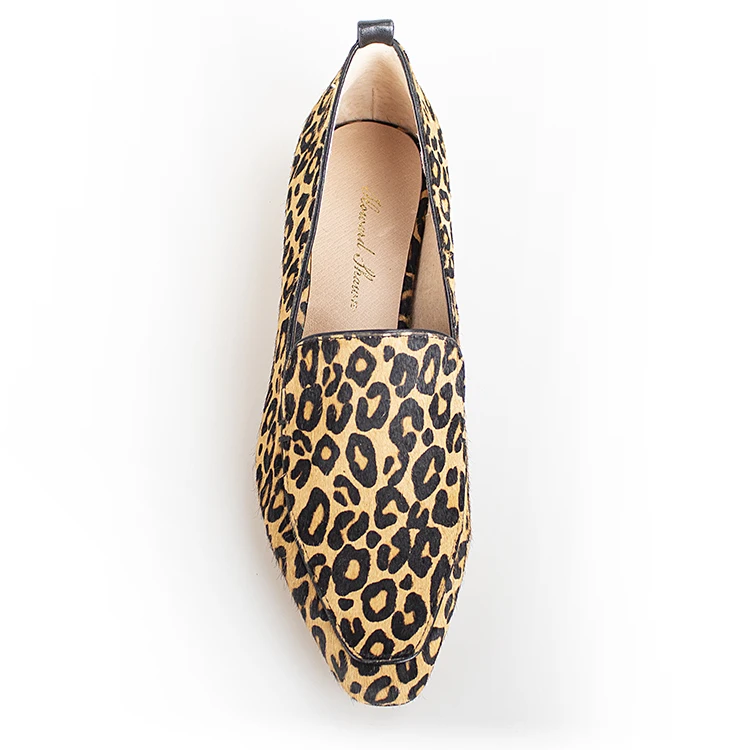 New Arrival Leopard Hair Calf Leather Women Dress Loafer Shoes ...