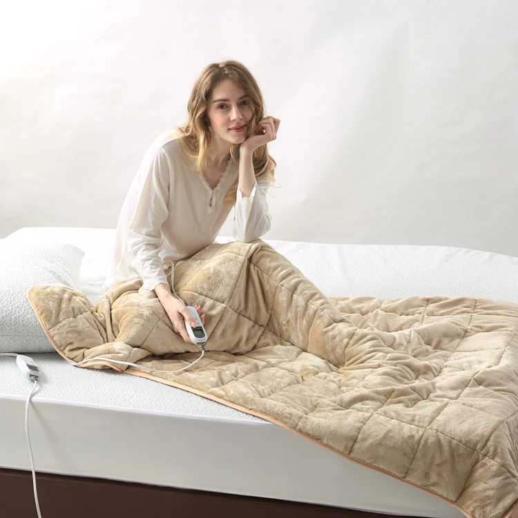 Weighted Blanket Beige Flannel Weighted Blanket With Heating Function