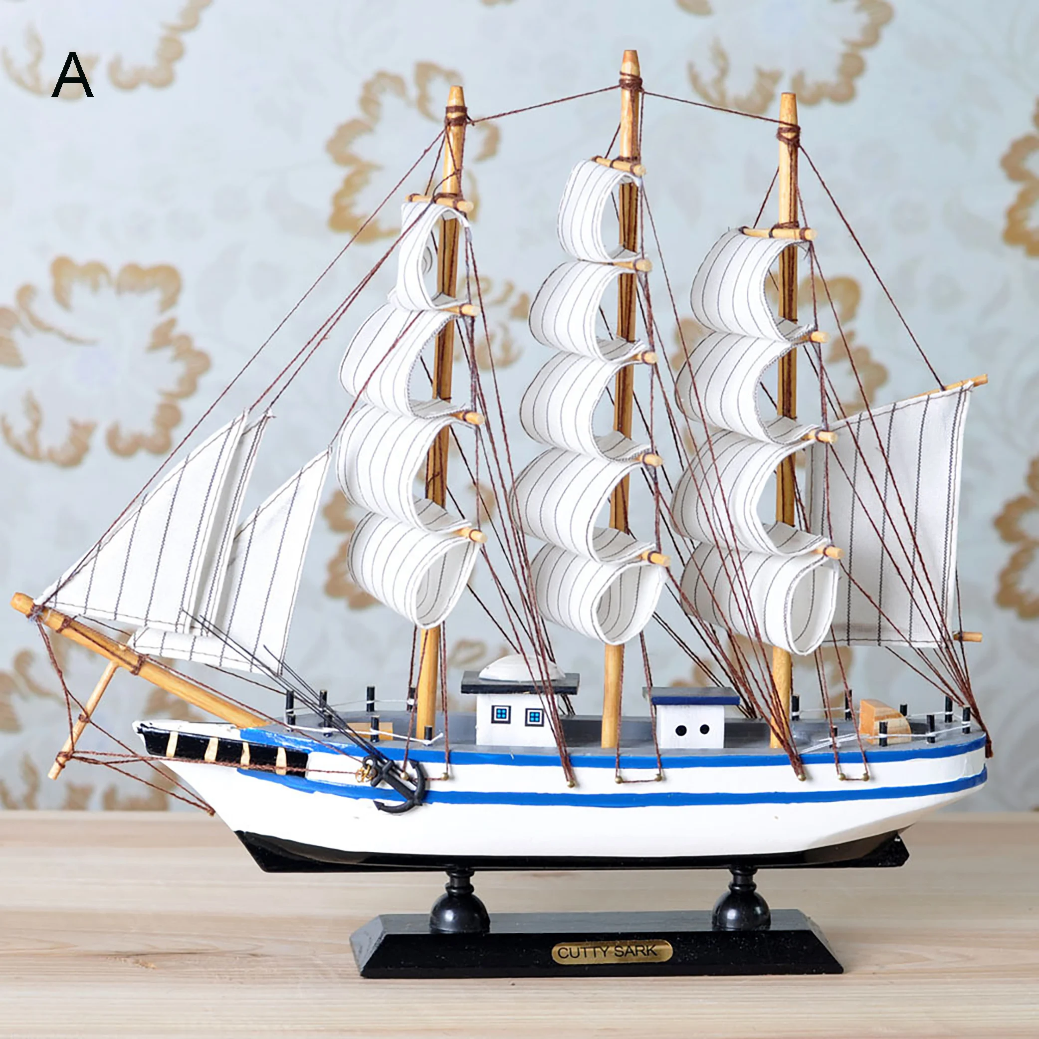 Handmade VINTAGE Nautical Wooden Wood Ship Sailboat Boat Home Model Decor 