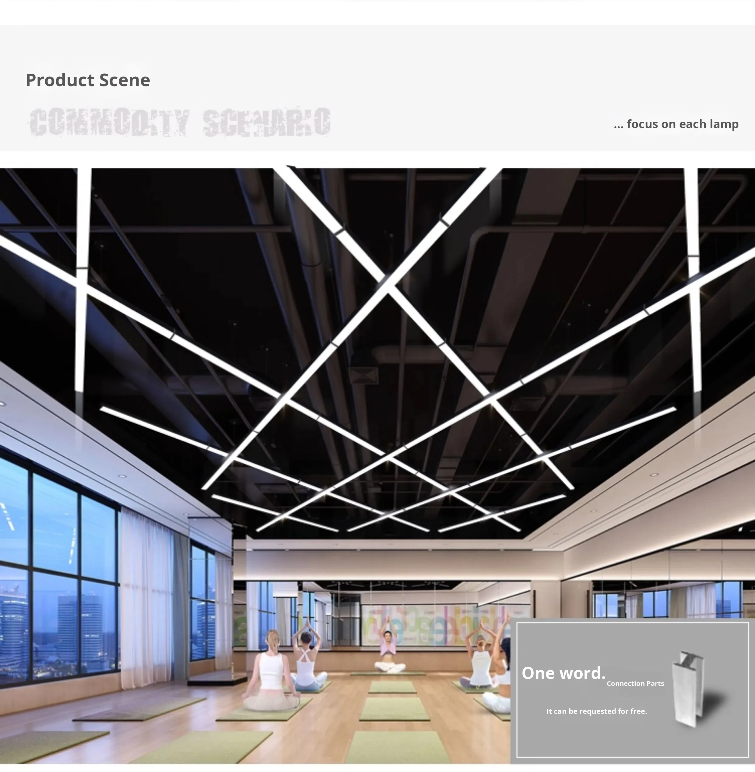 product industrial style office pendant light with led strip for gym shop commercial spaces square design-6