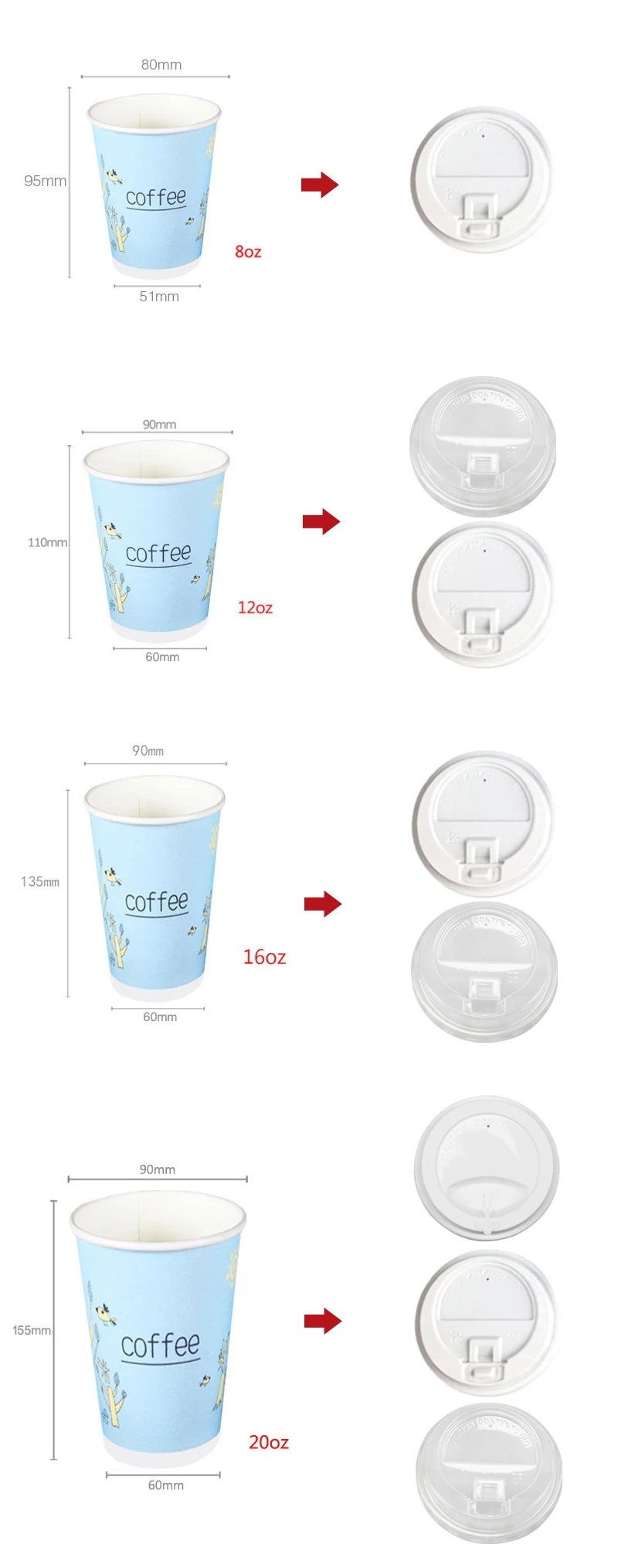 Wholesale Logo Printed Disposable Coffee Cups Foamed Heat Proof Coffee