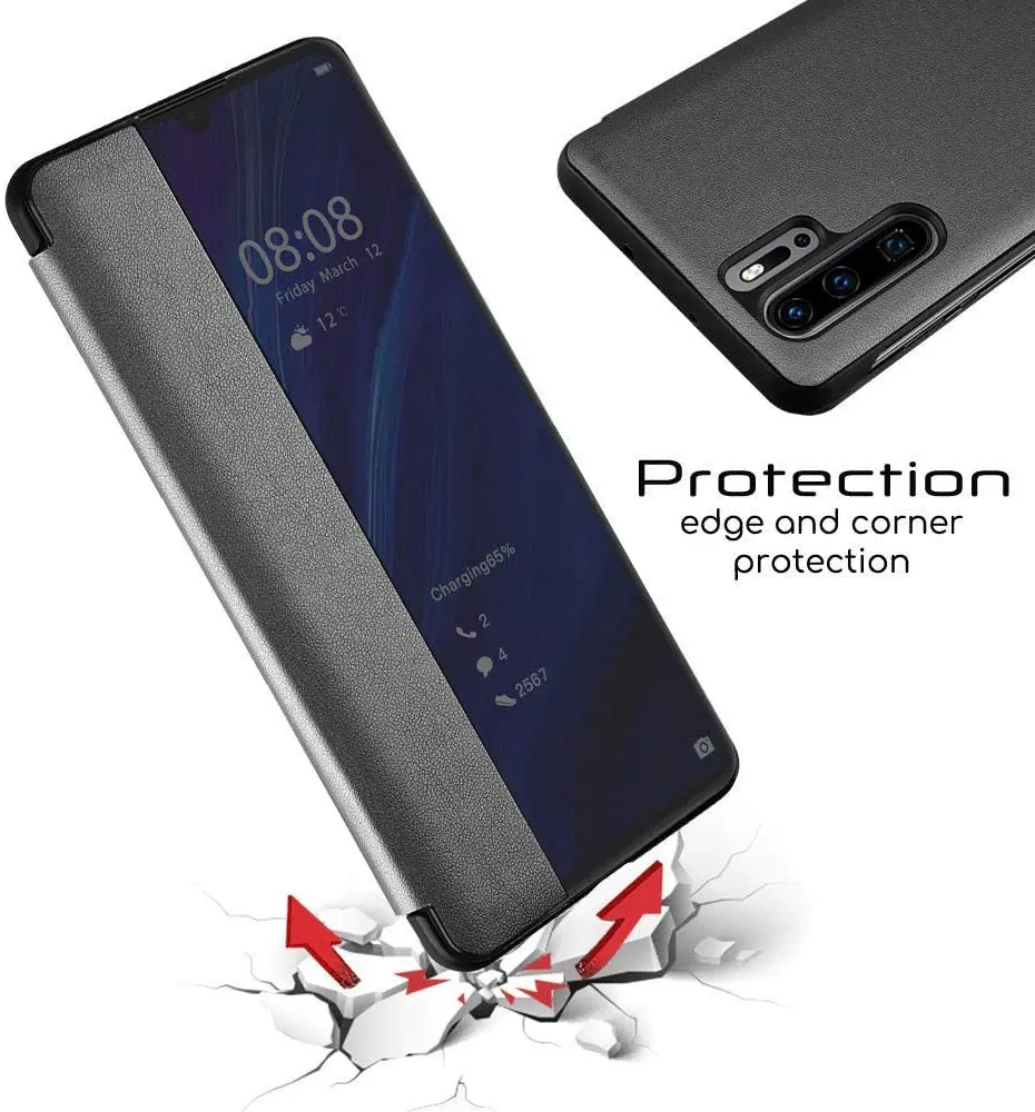 Shemax Compatible With Oppo A5s Ax5s Case Slim View Side Smart Window Luxury Leather Folio