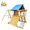 Small Outdoor Wooden Playground with Plastic Slide Manufacturer Price