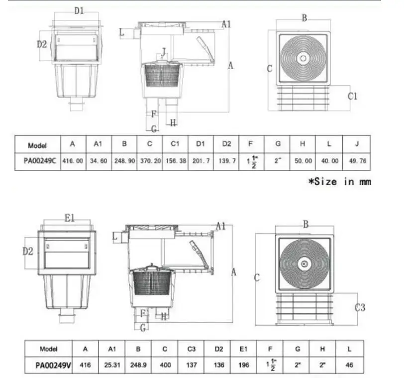 skimmer swimming pool details