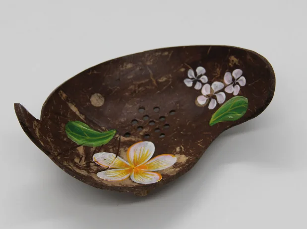 手绘花卉生态皂碟叶形肥皂盒椰壳皂盒 - buy 生态肥皂盘,椰子壳肥皂盘