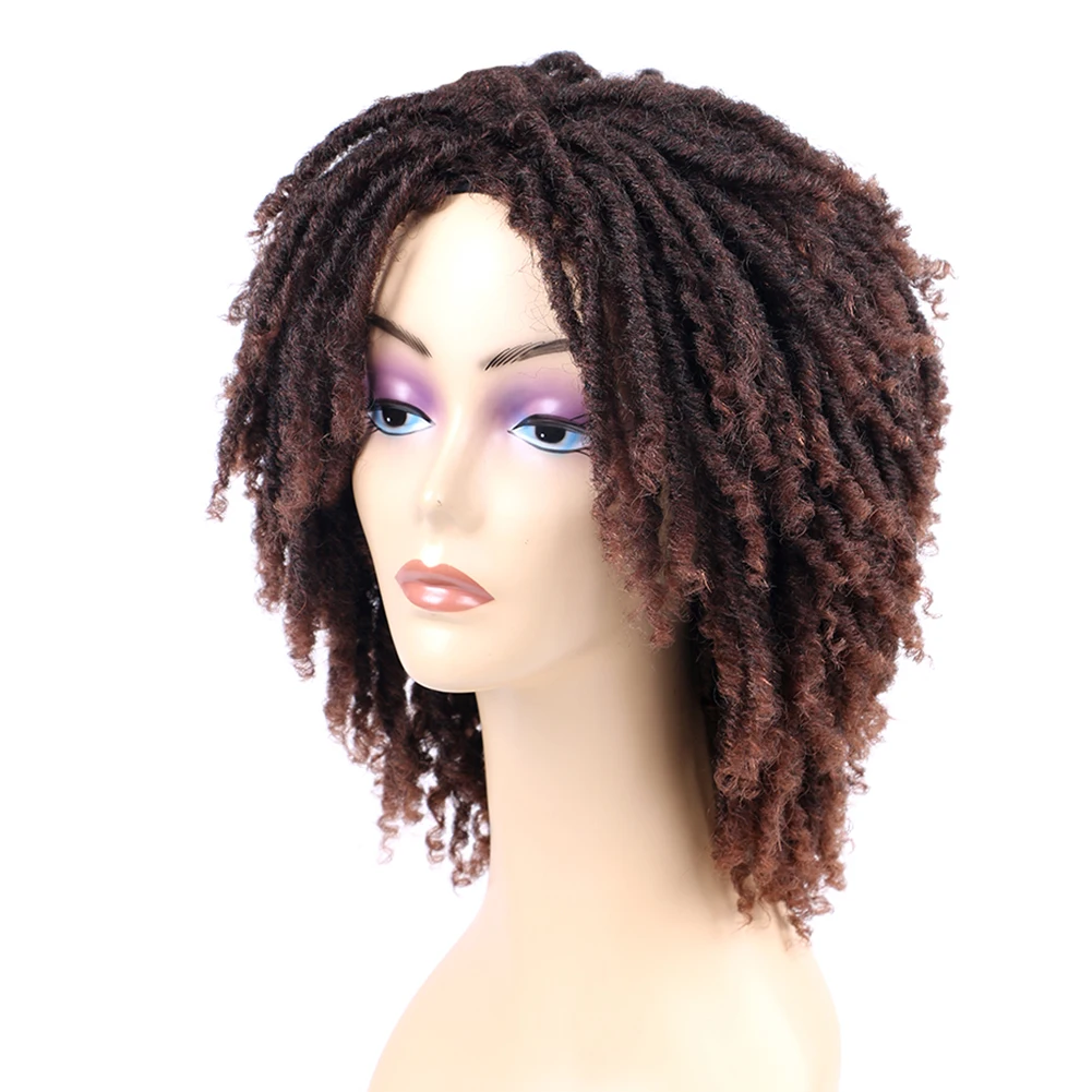 Hot Sell Hot Selling Soft Faux Locs Wig Afro Kinky Curly Ombre Brown ...