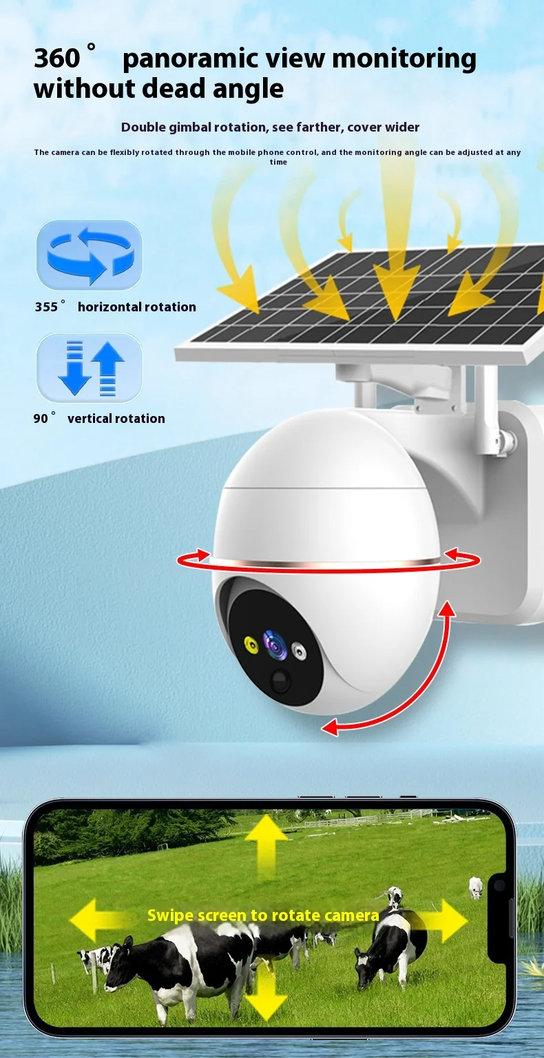 Cloudbirds V360pro 4K HD AI IP Camera Outdoor Smart 3MP Binocular Remote Solar Power Battery Alarm Message Reminder Cloud Data