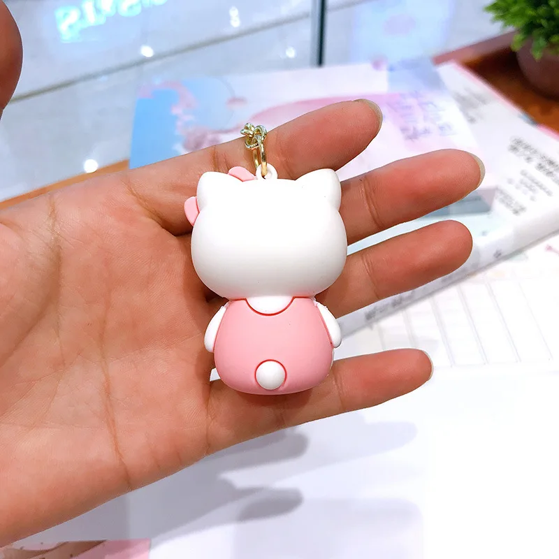 Custom Cute Cartoon 3d Hello Kitty Keychain With Wrist Strap Car