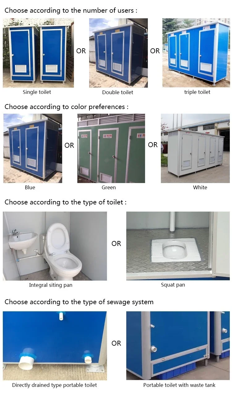Movable Prefab Toilet Low Cost Ready Made Portable Toilet Cabin Shower