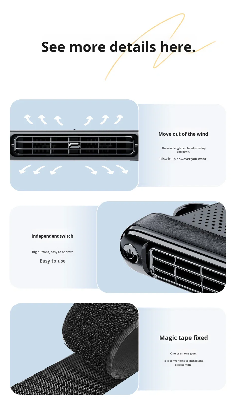 Bladeless Plastic Car Fan, X-RACING, USB - detail 12