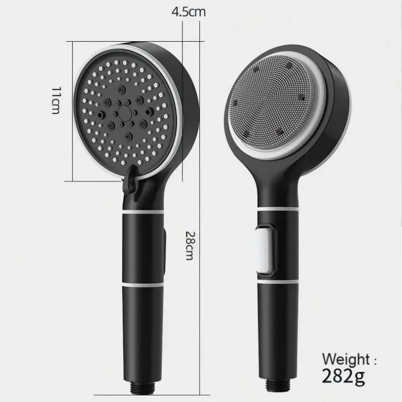 product durable abs large panel 6 mode pressure boosted shower back massage jets one key water stop silicone outlets fine spray-8