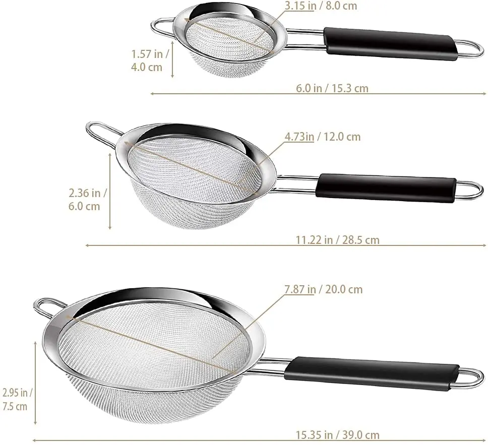 Stainless Steel Fine Mesh Strainers Baking Tools Colander Food