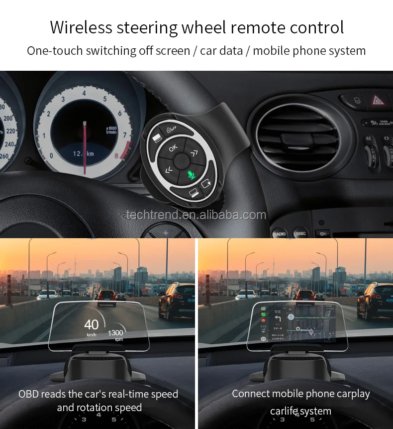 Cartrend Obd Carplay Hud Car Play Gauge Auto Media Projector Android