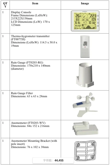 FT-0203 Professional Weather Station with PC Interface FT-0203 Professional Weather Station with PC Interface