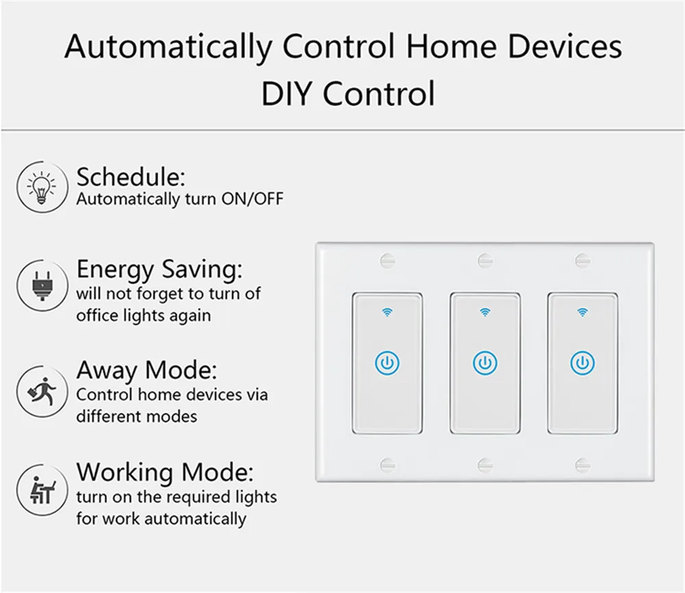 6GANG Zigbee US Switch/Smart Wireless Light Switch Zigbee Touch Switch With Hub Control - ANKUX.COM