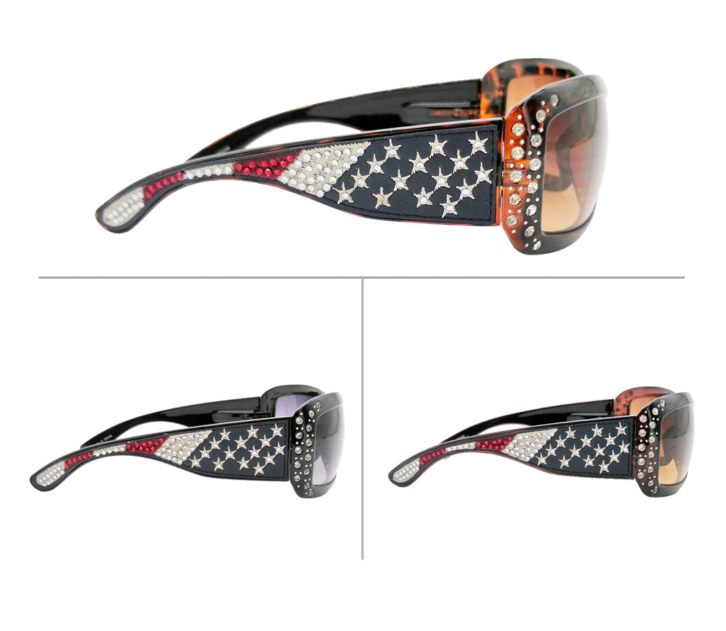 Ladies Western Bling Sunglasses With Turquoise Stone Conchos Crystal