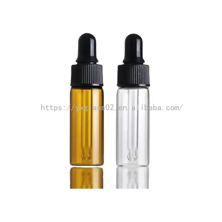 Custom small capacity frosted/glossy essential oil 1ml 2ml 3ml 5ml cosmetics glass dropper bottle manufacture