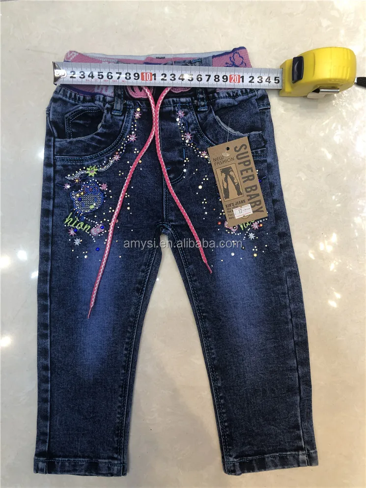 New Size 3-10Y Boys Girls Jeans Kids Fashion Pocket Casual  Trouser Pants 