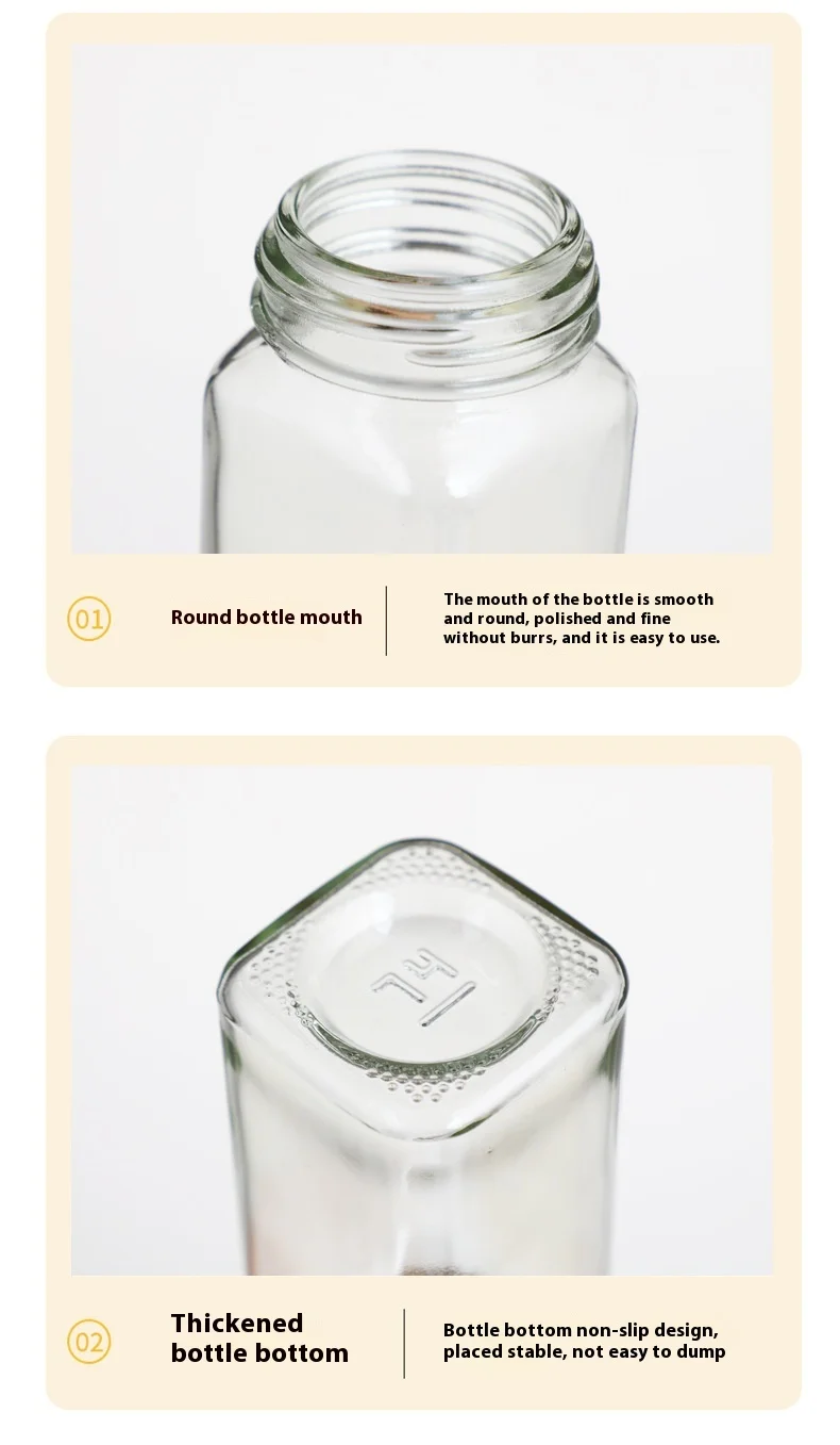 product glass spice jar 120ml bamboo and wood lid seasoning bottles 4oz square vanilla spice jars set-4