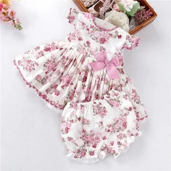 0426195 newborn spanish baby dresses for girls clothes sets floral vintage flower ruffles wholesale kids clothing boutiques