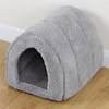 Soft Grey Tunnel Warm Kitten Fleece Igloo Pet Cat Dog Cave Bed