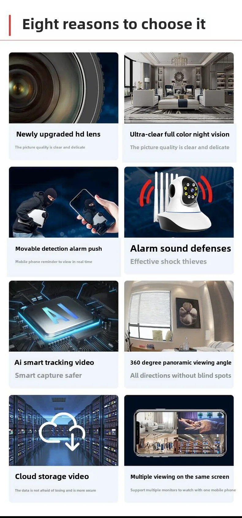 Cloudbirds V360pro Mini 1080P Smart AI PTZ Replay Video Camera Night Vision CMOS TF Card Storage One Click Video Sharing Motion