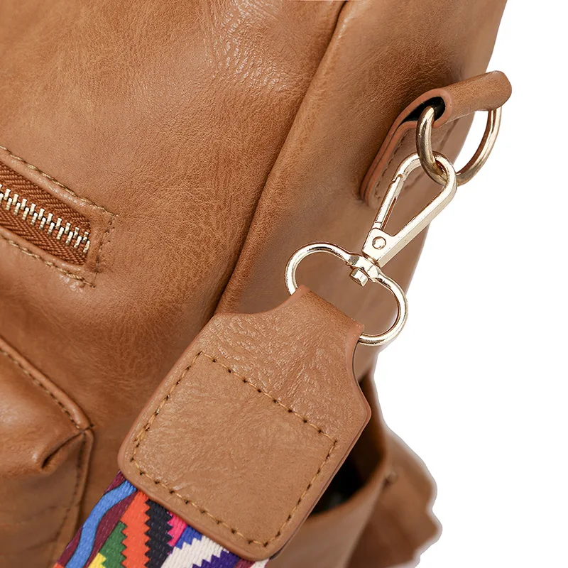 2020 Design Popular Vintage European American Style PU Leather Anti-theft Girl Ladies Backpack